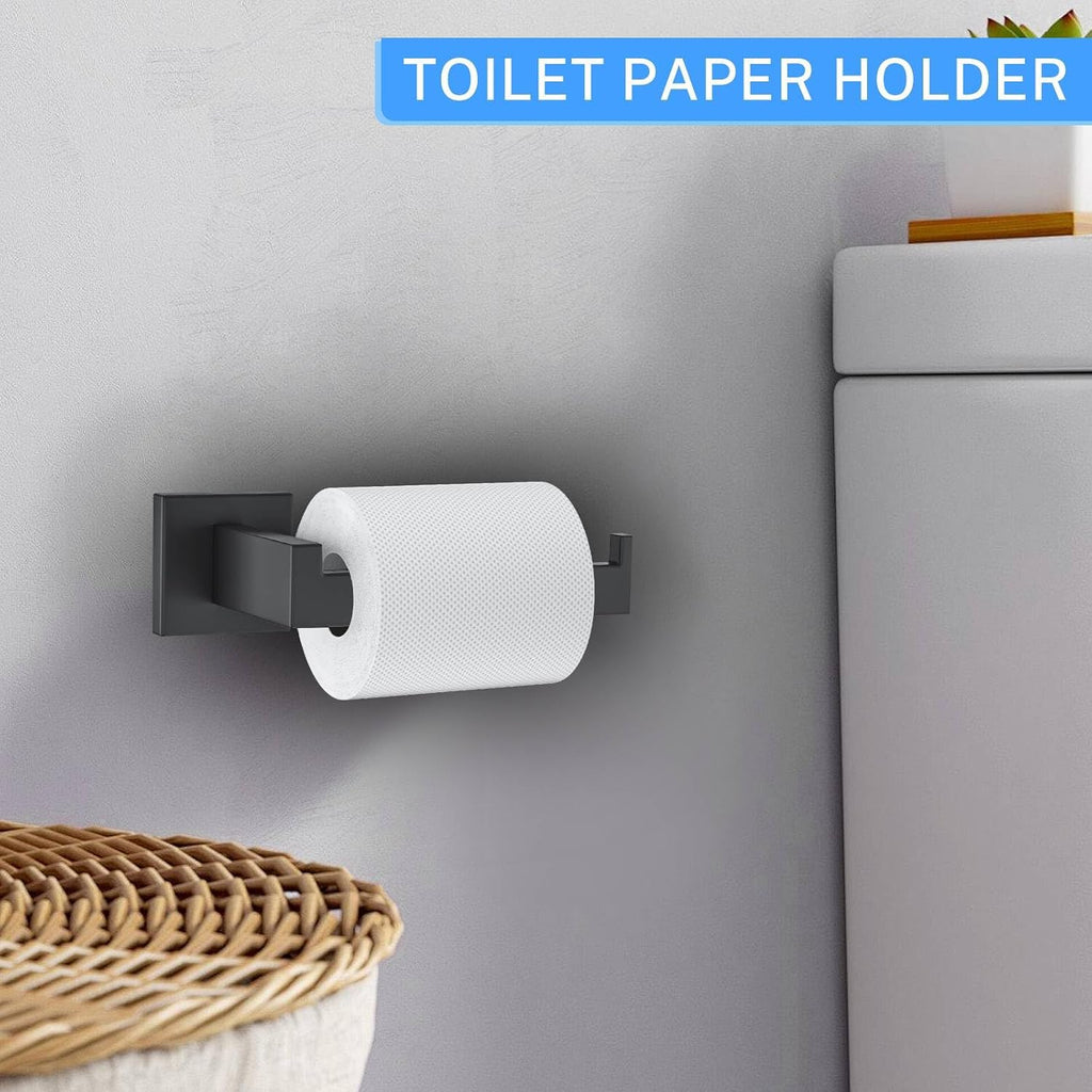 10-Piece Matte Black Bathroom Hardware Accessories Set Black Towel Bar Set Towel Holder Set Stainless Steel