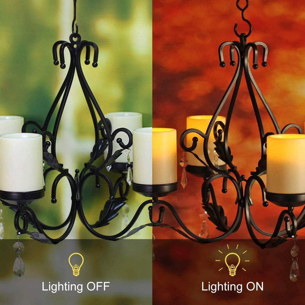 Flameless Candles Chandelier 4-Light Waterproof Crystal Metal Wall Sconces Modern Farmhouse Table Lamp with Remote