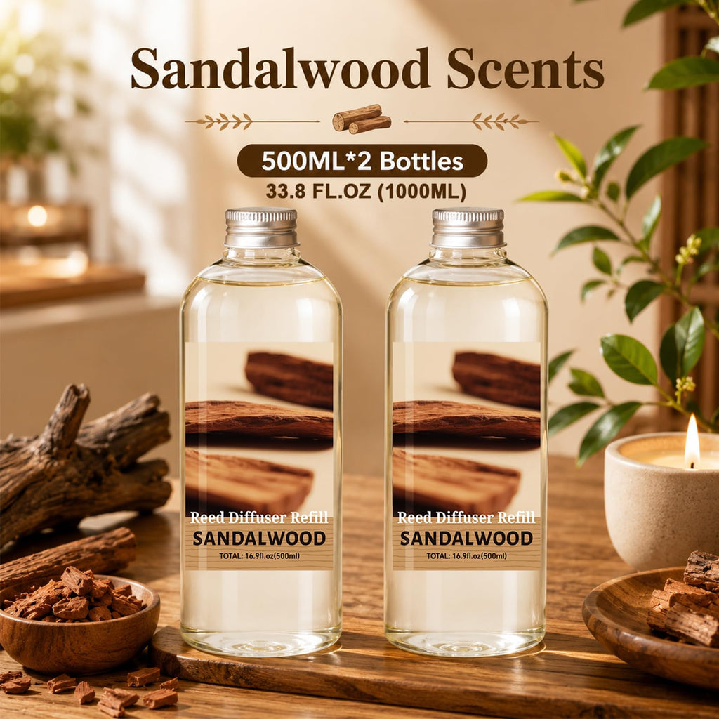 Reed Diffuser Oil Refill, Sandalwood Scented Refill, 33.8 Fl Oz