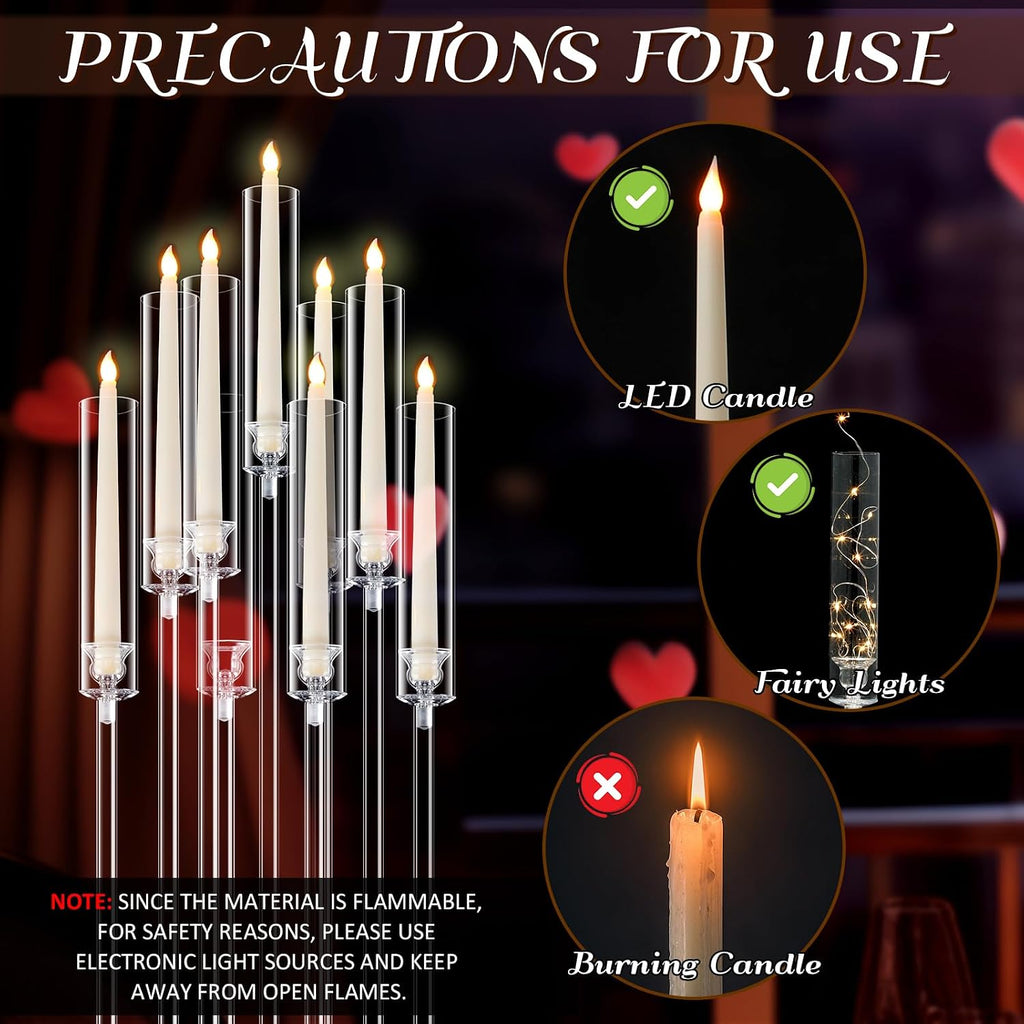 4 Set 9 Arm Acrylic Candelabra Candle Holder 42.5'' Clear Candelabra Centerpieces, Candlesticks Holder with
