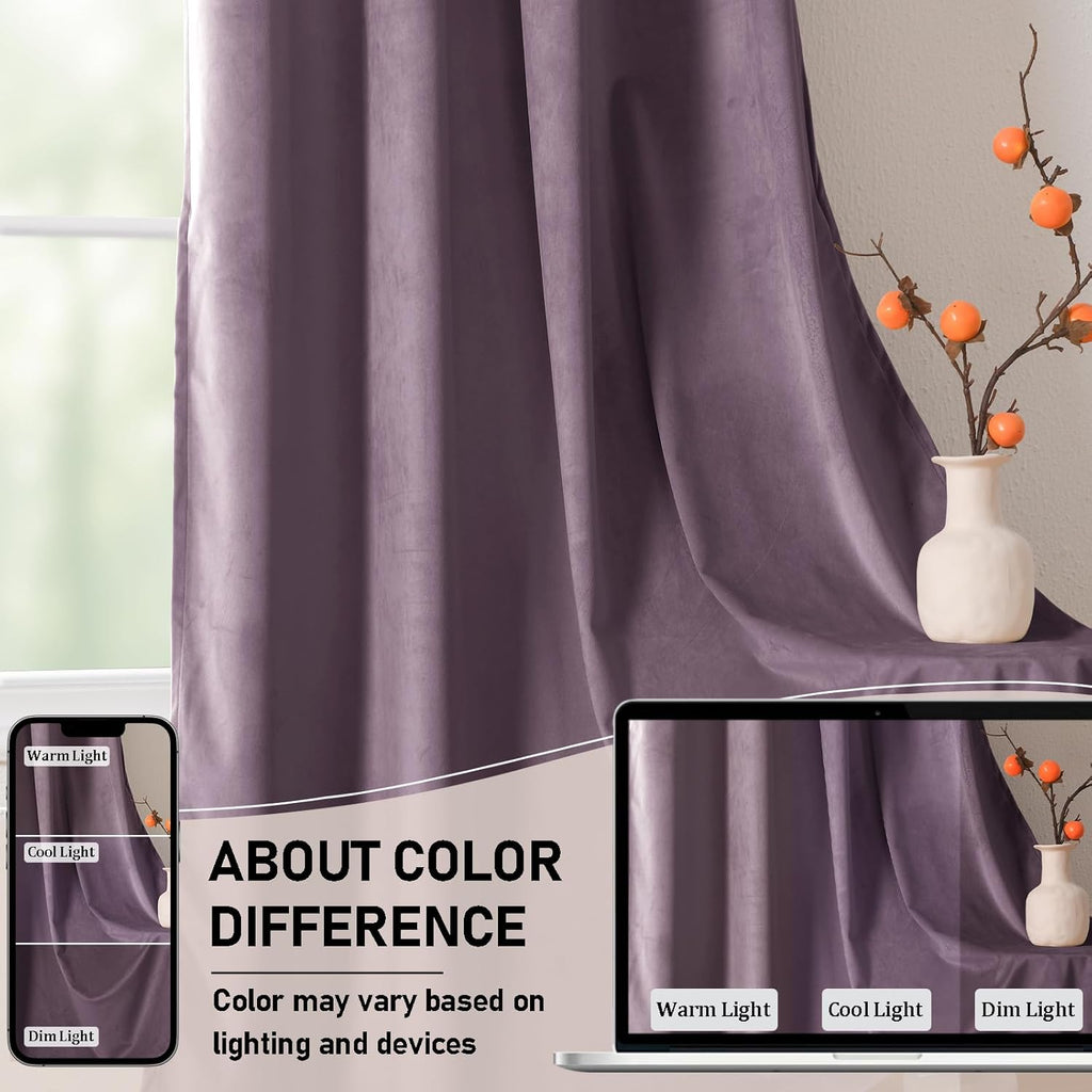 Luxury Velvet Curtains Thermal Insulated Room Darkening Rod Pocket Curtains for Living Room/Sliding