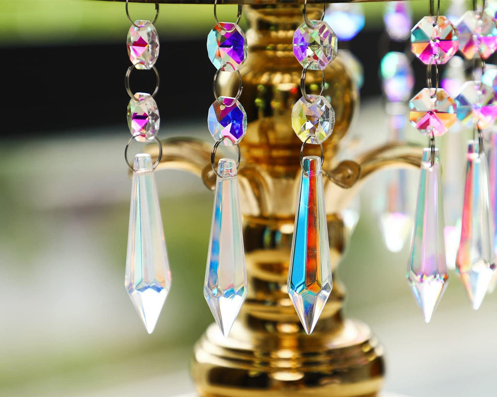 20 Pcs 55mm Aurora Crystal Icicle Prisms Chandelier Decor Sun Catchers - Aurora Crystal Icicle Prisms Pendants