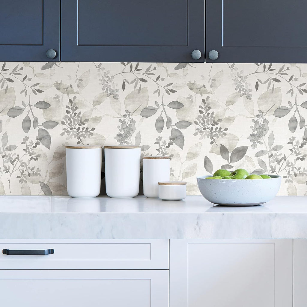By WallPops NUS3144 Breezy Peel & Stick Wallpaper, Grey