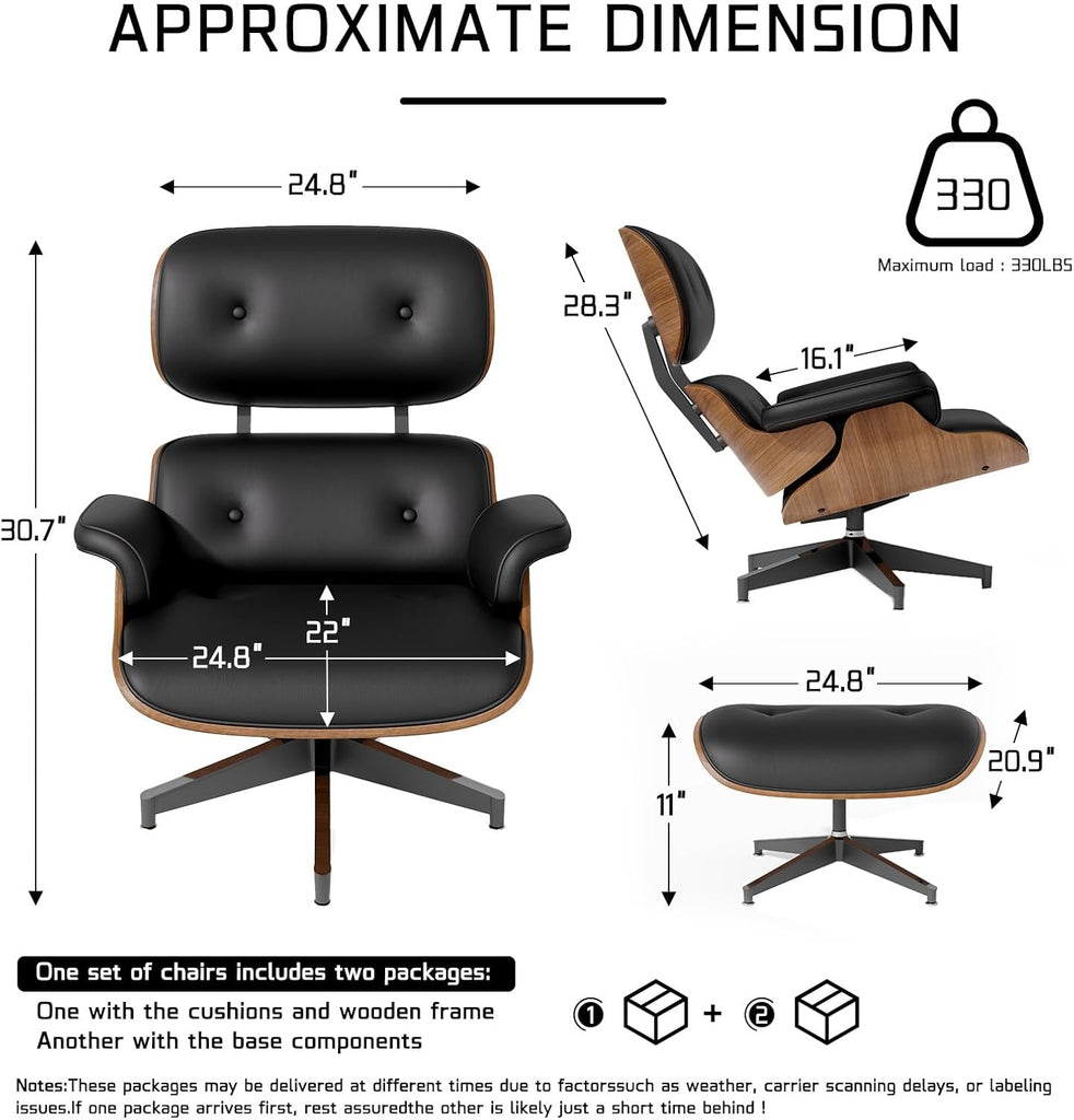 Modern Reading Chair and Ottoman — PU Leather