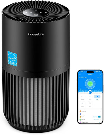 Mini Air Purifier for Bedroom, Smart Filter Air Purifier with App Alexa Control for Pet Hair, Odors, Pollen, Smoke