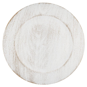 13" Antique White Charger Plates, Round Charger for Dinner Plates, Farmhouse Plate Chargers, Rustic Table Chargers