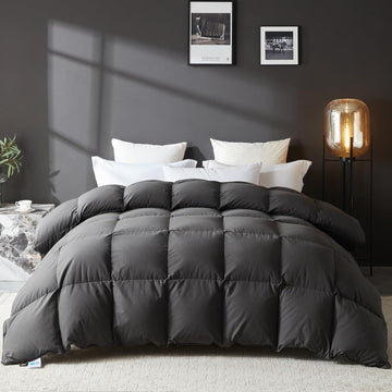 Goose Feather Down Fiber Comforter King, 100% Organic Cotton Fabric Duvet Insert,1200TC,750+Fill Pow