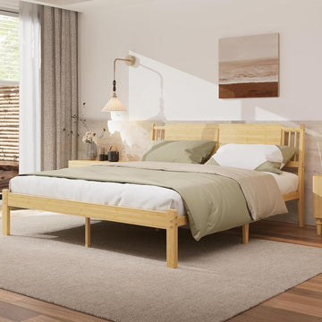 14 Inch Bamboo Wood King Bed Frame with Headboard