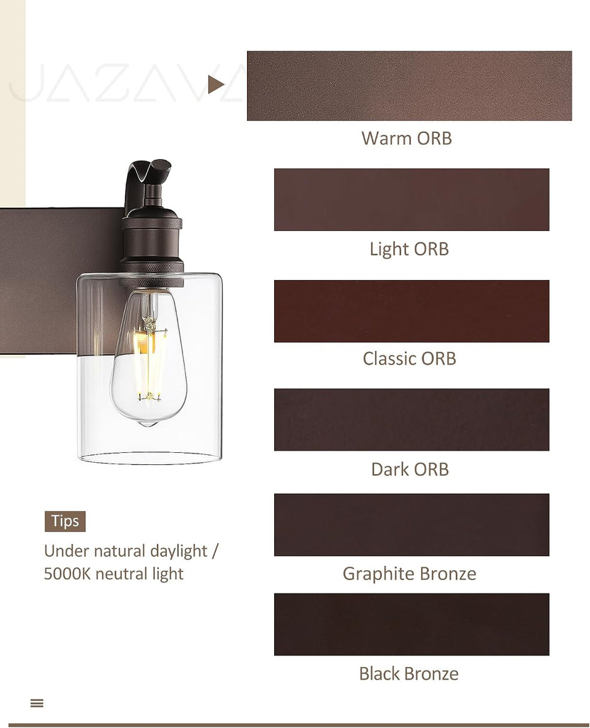 3-Light 20 Inch Bathroom Vanity Light,Clear Glass,Oil Rubbed Bronze | Over Mirror Wall Light,E26 sockets