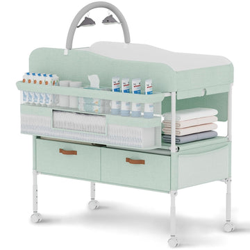 Diaper Changing Station, Portable Changing Table for Baby, Diaper Changing Table with Storage Drawers, Waterproof