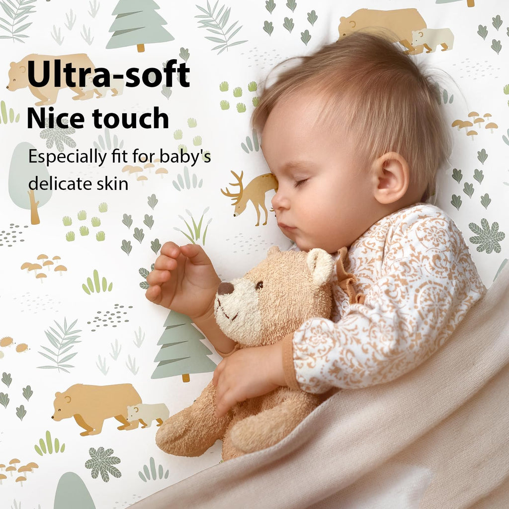 Bedside Bassinet Sheets Boy Fitted, Rectangle 33"x20" 3-Pack