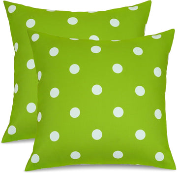 Outdoor Throw Pillow Covers Set of 2 Water Repellent Decorative Pillow Covers, Spring, Summer,18X18 Inches, Green