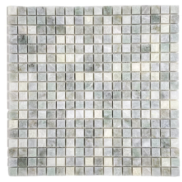 Light Ming Green Yellowish and Onyx and Grey Marble Polished Mini Square 5/8x5/8 Mosaic Tiles Backsplash Bathroom