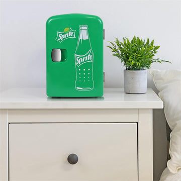 Sprite 4L Cooler/Warmer w/ 12V DC and 110V AC Cords, 6 Can Portable Mini Fridge, Personal Travel Refrigerator for