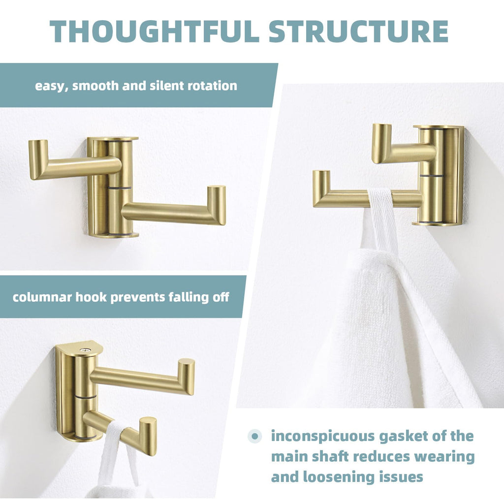Towel Hook Brushed Gold, Swivel Coat Robe Hook
