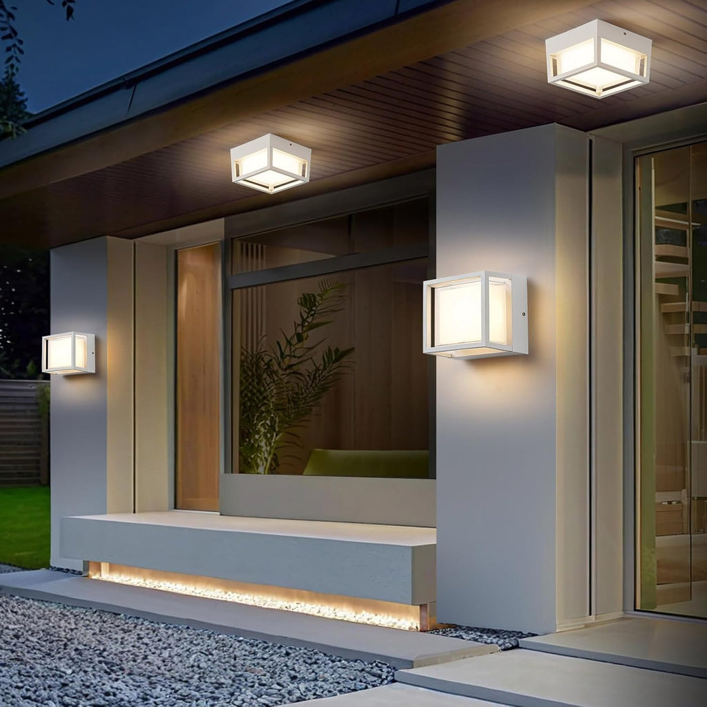Small Outdoor Flush Mount LED Ceiling Light Exterior Porch Light Ceiling Mounted for Patio Balcony Terrace