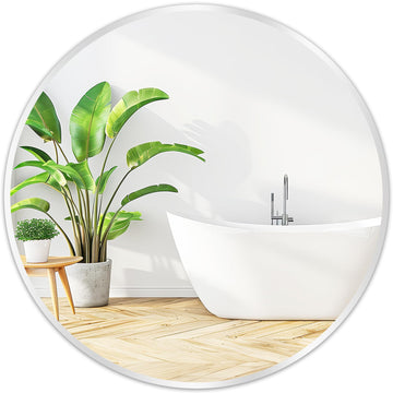 Silver Round Mirror 20 Inch, Wall Circle Mirror, Brush Chrome