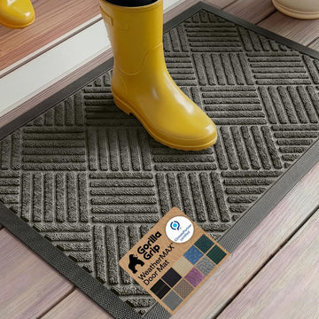 100% Waterproof All-Season WeatherMAX Doormat 35x23, US Designed Natural Rubber, Stain and Fade Resistant, Low