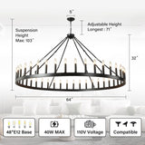 64 Inch Extra Large Black Wagon Wheel Chandelier 42-Light Farmhouse Wagon Wheel Chandeliers Round Industrial Ceiling Light fixtures for Outdoor Porch high Ceilings Living Dining Room Foyer Entryway A105-B0C5RF3HXN
