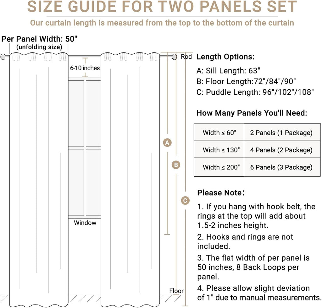 Linen Textured Total Blackout Curtains for Bedroom, Back Tab/Rod Pocket Living Room Drapes, Thermal