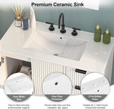 Freestanding Bathroom Vanity with Ceramic Sink, Large Storage Cabinet with Drawers