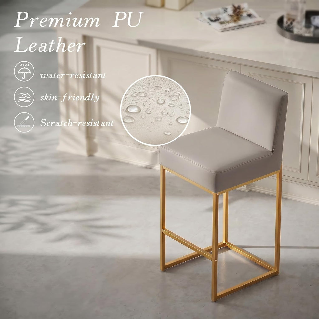 Modern Bar Stools Set of 4,Counter Height Bar Stools,26" PU Leather Modern Kitchen BarStools with Backs,Bar Chairs
