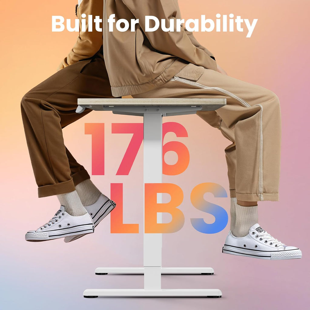 32" Small Electric Standing Desk Adjustable Height, 4 Memory Height Settings, Sit Stand Up Desk & Computer Workstation