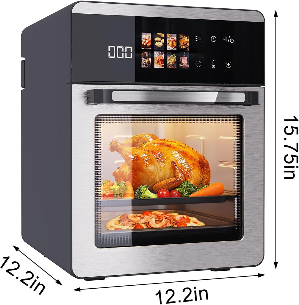 18QT Large Air Fryer Oven with Touch Screen Display, 10-in-1 Air Fry, Roast, Bake, Broil, Dry, Frozen, Proof Combo
