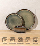 Ceramic Dinnerware Sets for 4, 12 Pieces Porcelain Lightweight Speckled Plates and Bowls Sets