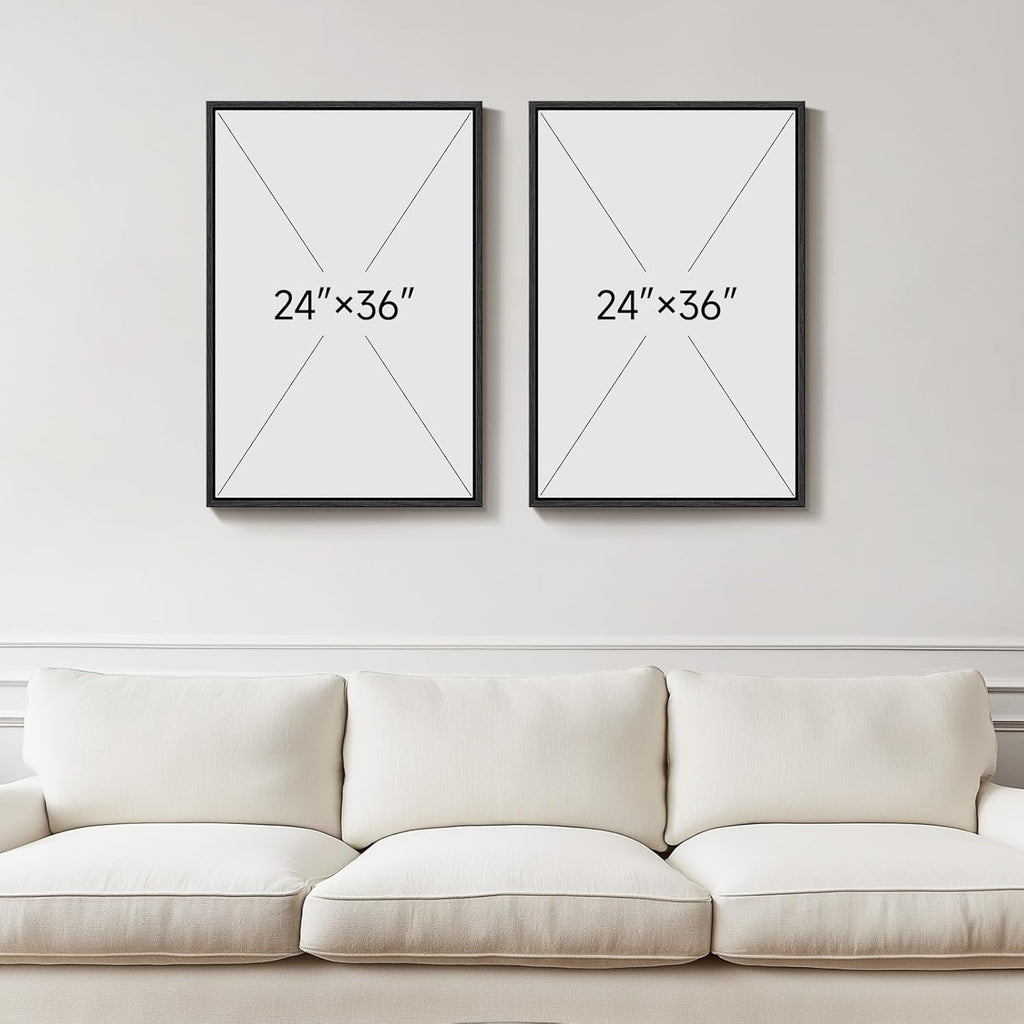 Large Framed Green Abstract Wall Art, 2 Piece Modern Canvas Prints Paintings, Black and Gray Pictures with Gold