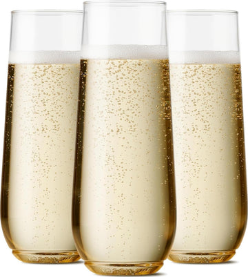 POP 9oz Flute, Premium Quality, Recyclable, Unbreakable & Plastic Champagne Glasses,Flute , 12 Count (Pack of 1)