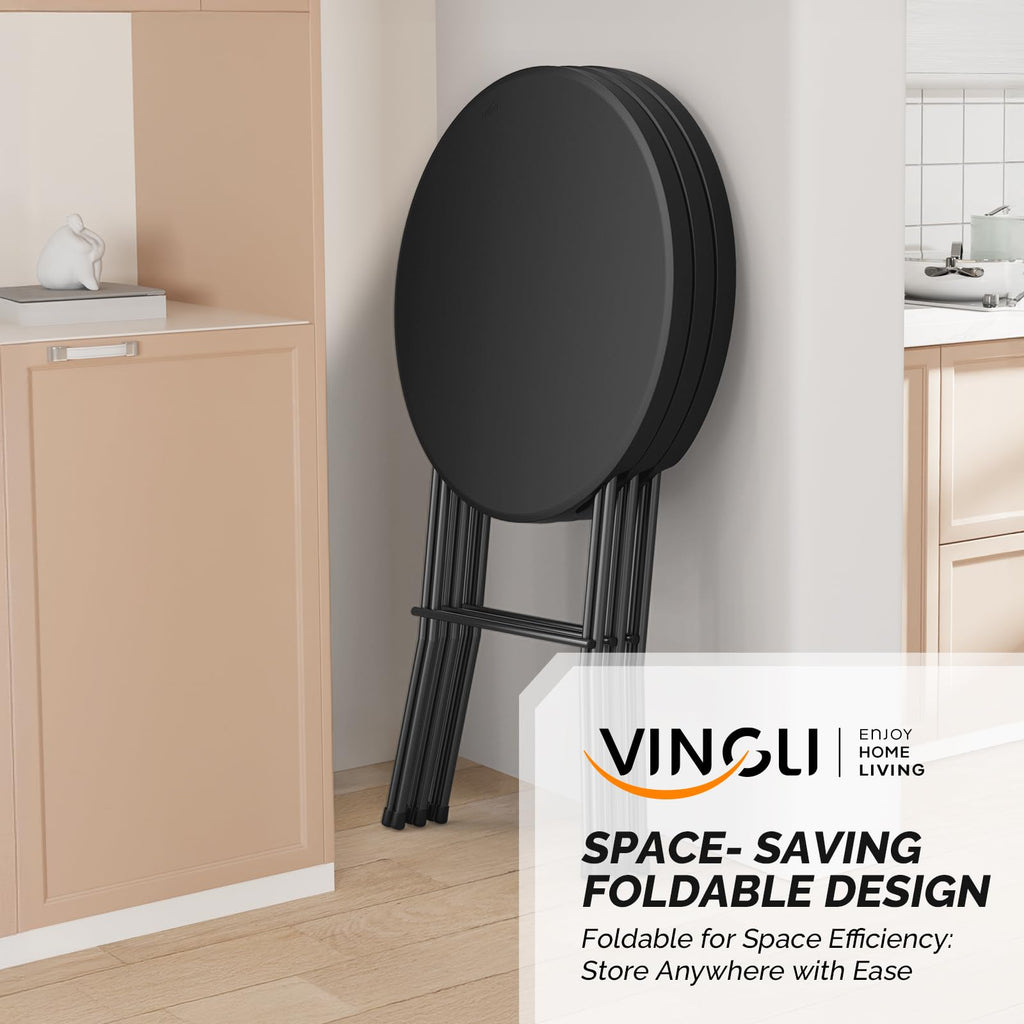 32" Cocktail Table, Folding Round Table Bar Height, High Top Table