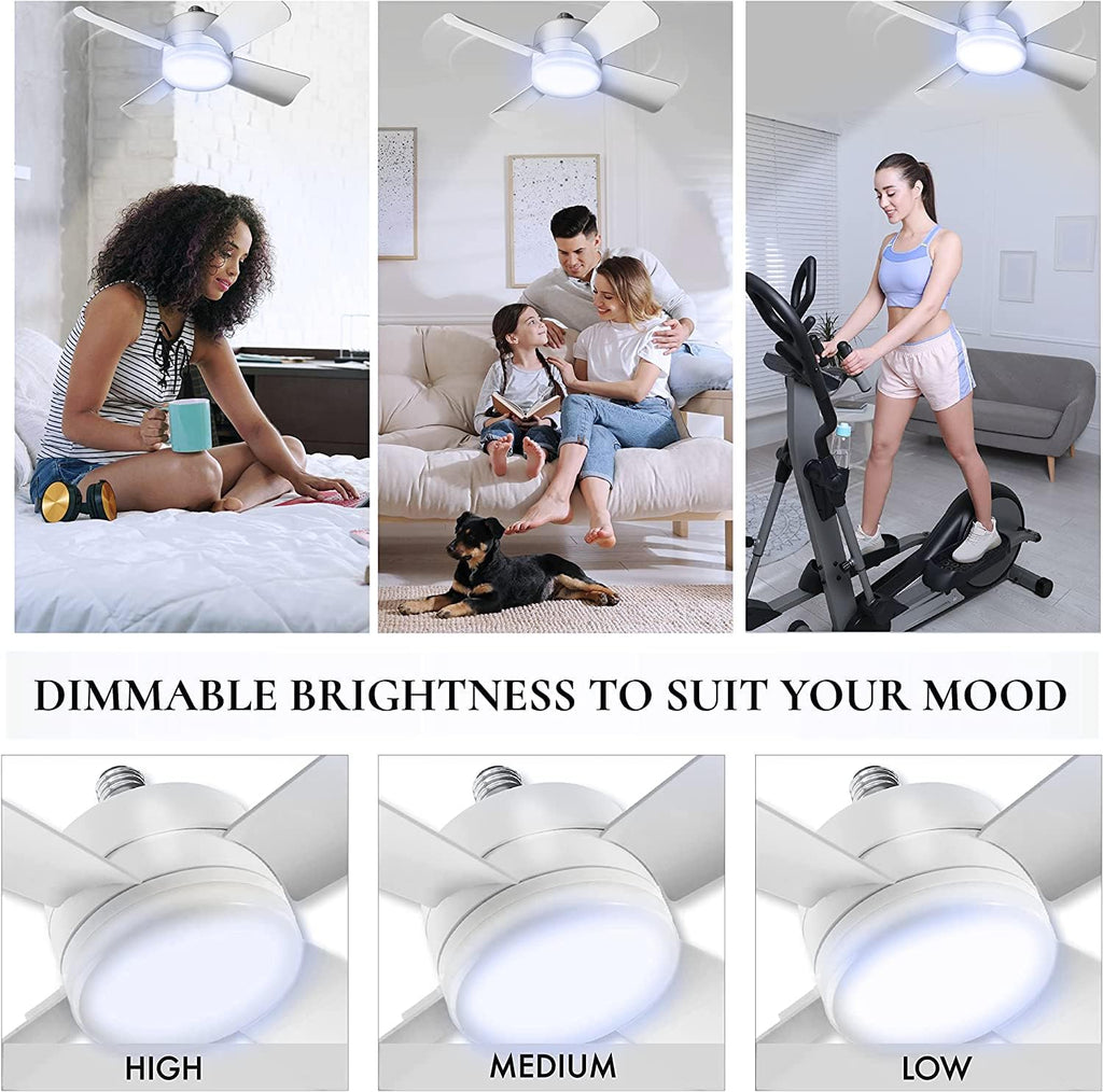 Socket Breeze Light 5-Speed Deluxe LED Ceiling Fans with Lights and Remote Control For Bedroom, Kitchen, Living Room,1000 Lumens / 5000 Kelvins