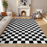 5x7 Washable Checkered Area Rug, Low Pile Non-Slip Carpet for Living Room Bedroom Black White