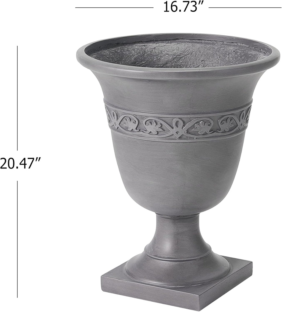 Sical Round Concrete Planter Set of 2, 2 Pack Garden Flower Pot with Drainage Hole, MGO Patio Urn Planter for Outdoor