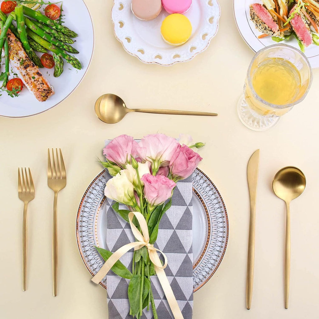 Matte Gold Silverware Set for 8, Stainless Steel Flatware Cutlery Set