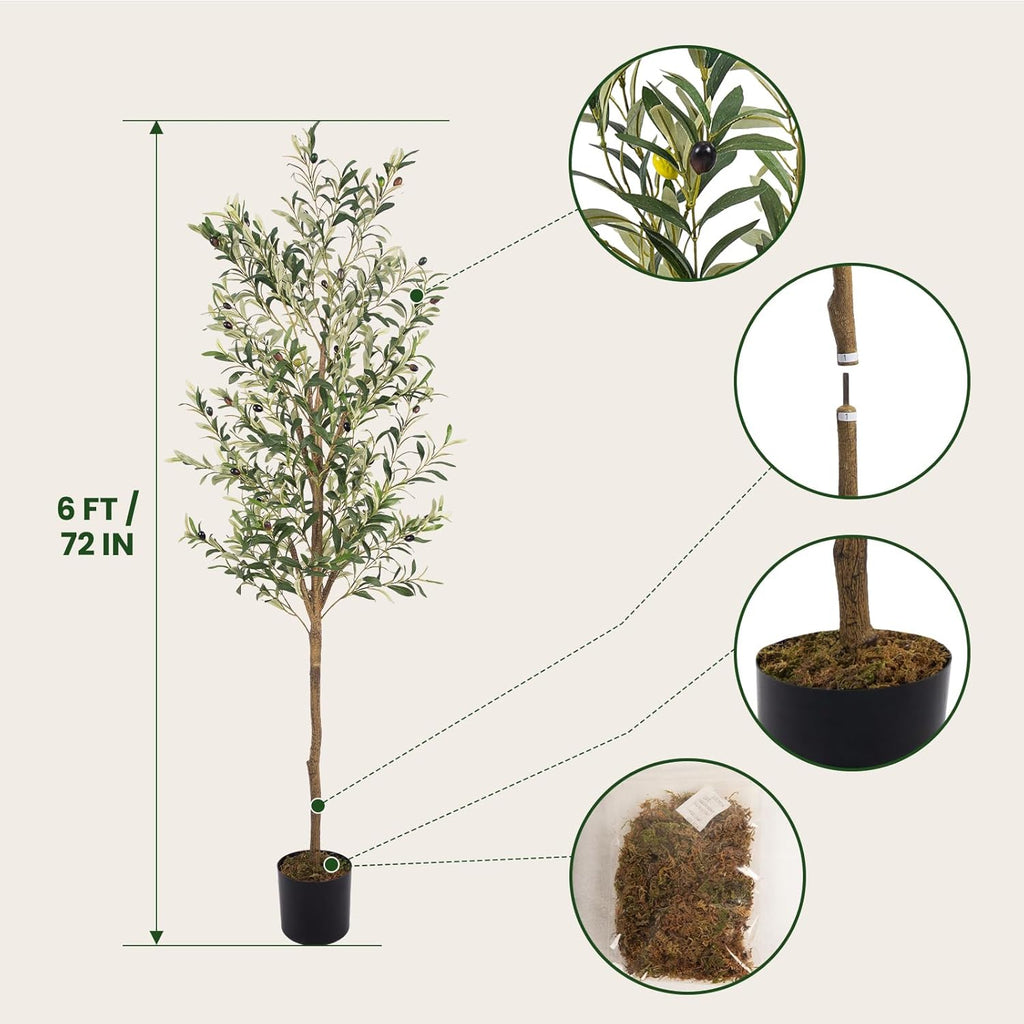 Artificial Fake Olive Tree 6FT 1Pack Faux Olive Tree Decor