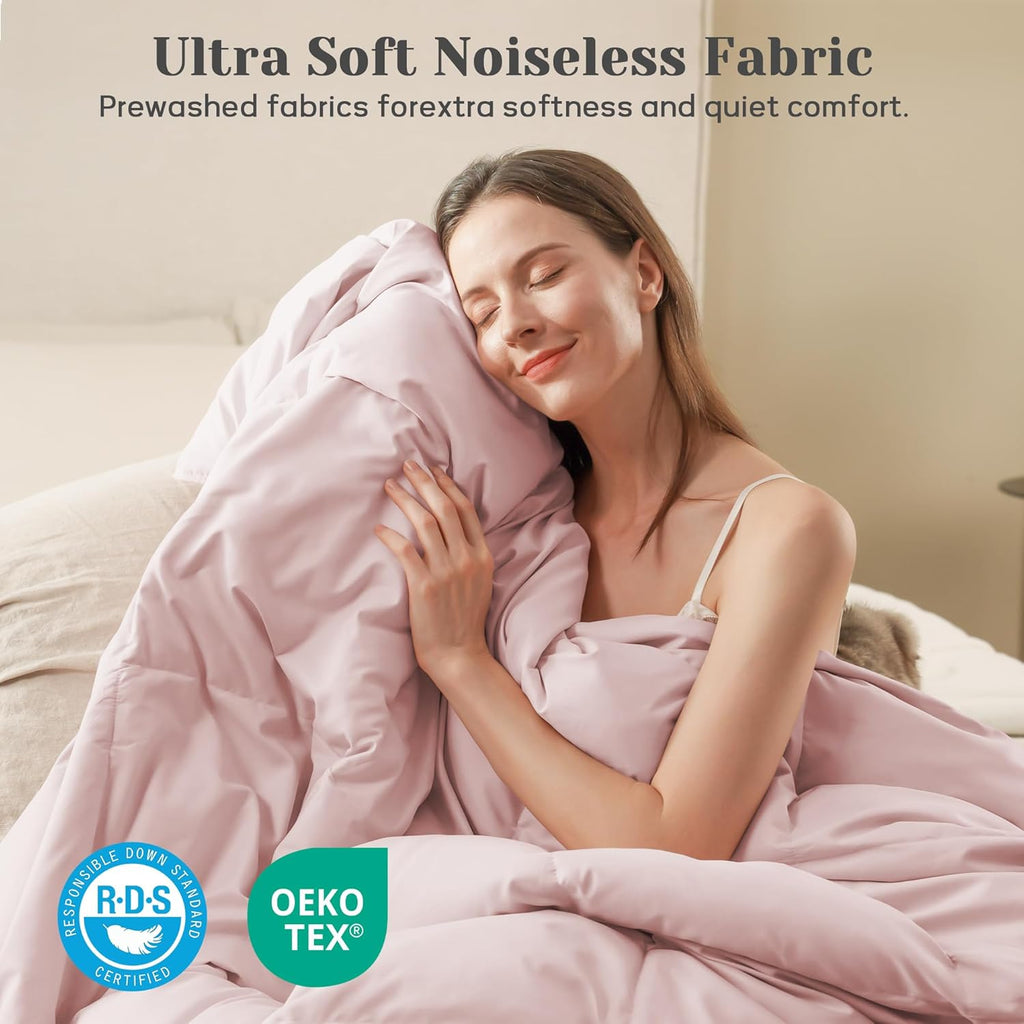 Queen Down Comforter - All Season Ultra Soft Goose Down & Feather Fiber Fill