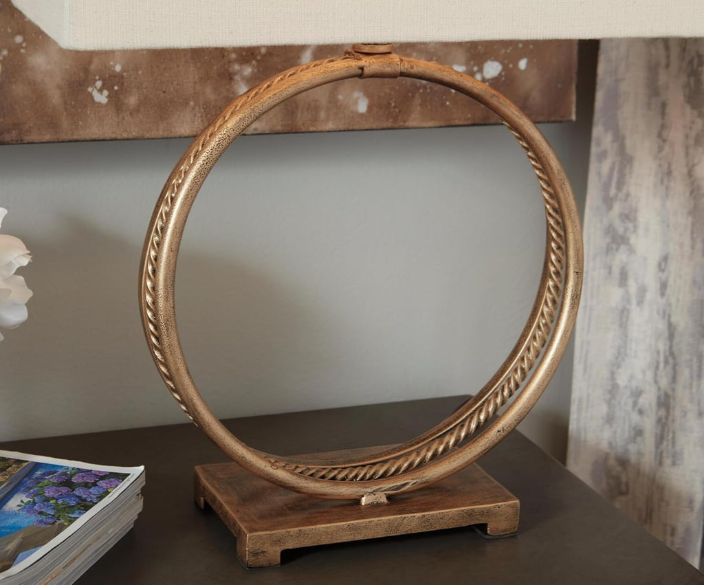 Signature Design by Ashley Mahala Traditional 28" Braided Metal Round Single Table Lamp, 3-Way Switch, UL Listed