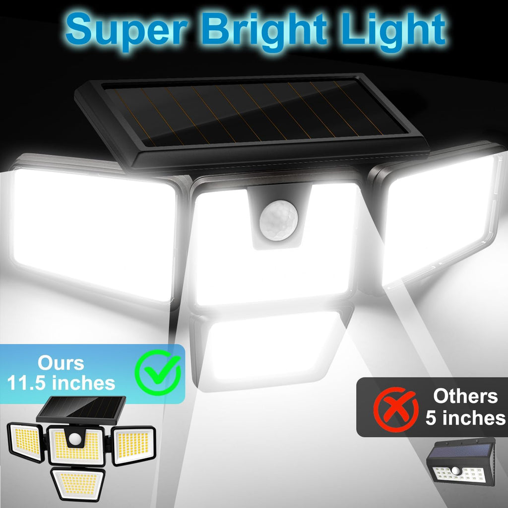 Solar Flood Lights Outdoor, Motion Sensor Security Lights, 4 Heads, IP65
