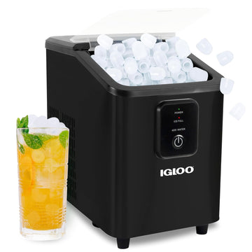 Portable Ice Maker with Scoop & Basket- Ice Maker with LED Control Panel & 1.5 Quart Water Tank-Ice Cube Maker