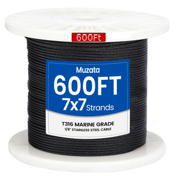 600ft 1/8" Black T316 Stainless Steel Cable Railing Wire Rope WR19