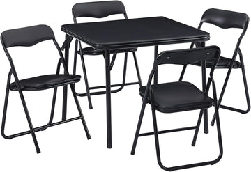 Kids Folding Activity Table and Chairs 5 Piece Set, Portable, with Ultra Soft Padded Cushion, Classic Black