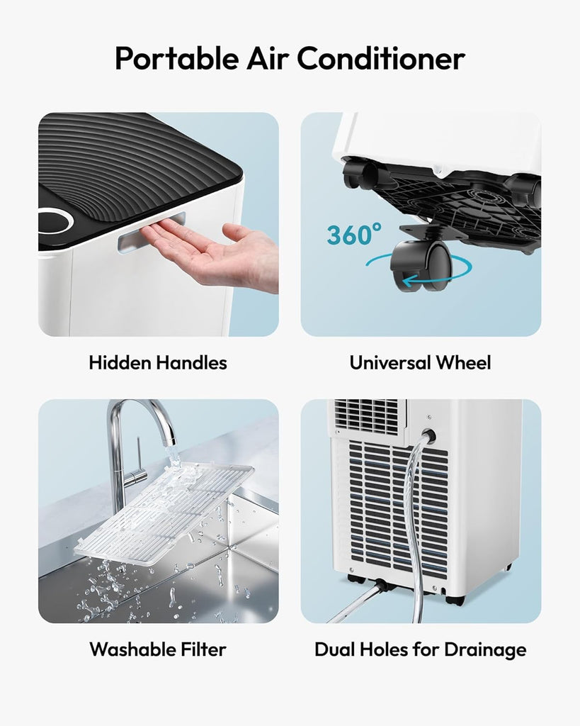 10,000 BTU Portable Air Conditioners, 4-in-1 Portable AC Unit Cools Up to 450 Sq.Ft