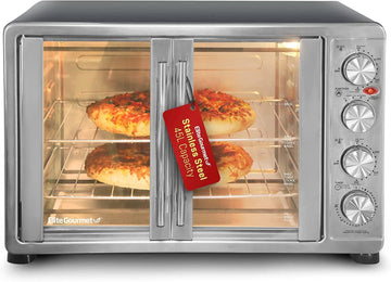ETO4510MX French Door 47.5Qt, 18-Slice Convection Oven 4-Control Knobs, Bake Broil Toast Rotisserie 