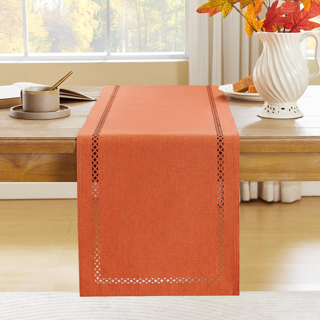 Orange Burlap Table Runner, Fall Table Runners 72 inches Long