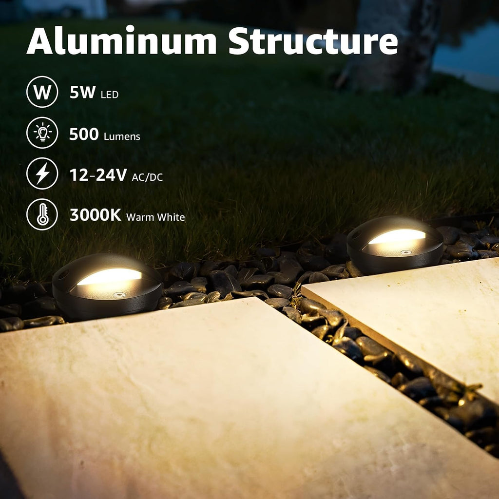 5W Low Voltage Landscape Lighting Anti-Glare Outdoor In-Ground Lights 3000K Well Lights Low Voltage with Wire