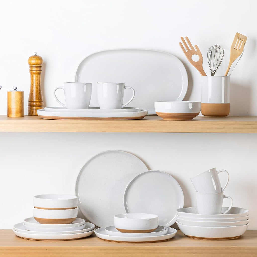 Large Ceramic Serving Platter, 15.5"/14"/12.2" Oval Platters Microwave Safe, Serving Trays for Wedding, Stoneware