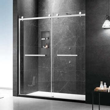 Milano Double Sliding Shower Door, 56-60" W x 74" H Framed Shower Door 5/16"(8mm) Clear SGCC Tempered Glass