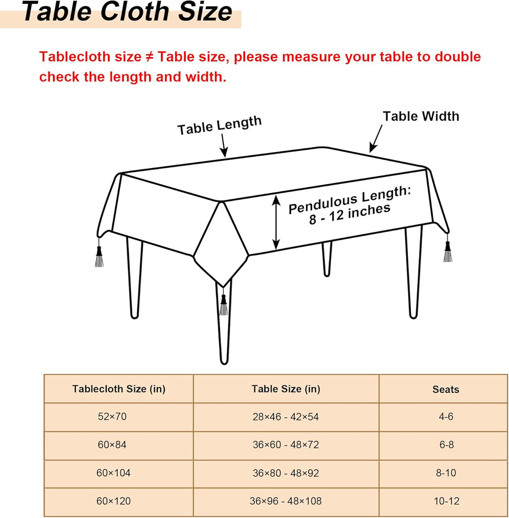 Luxury Rectangle Tablecloth 60 x 84 Inches, Elegant Damask Golden Floral Table Cover with Handmade T